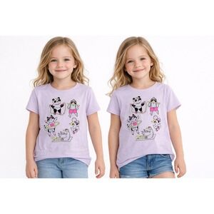 2 Shirts Cat & Jack Girls' Pink Graphic Tee Shirt Active‎ Animals Size M (8)